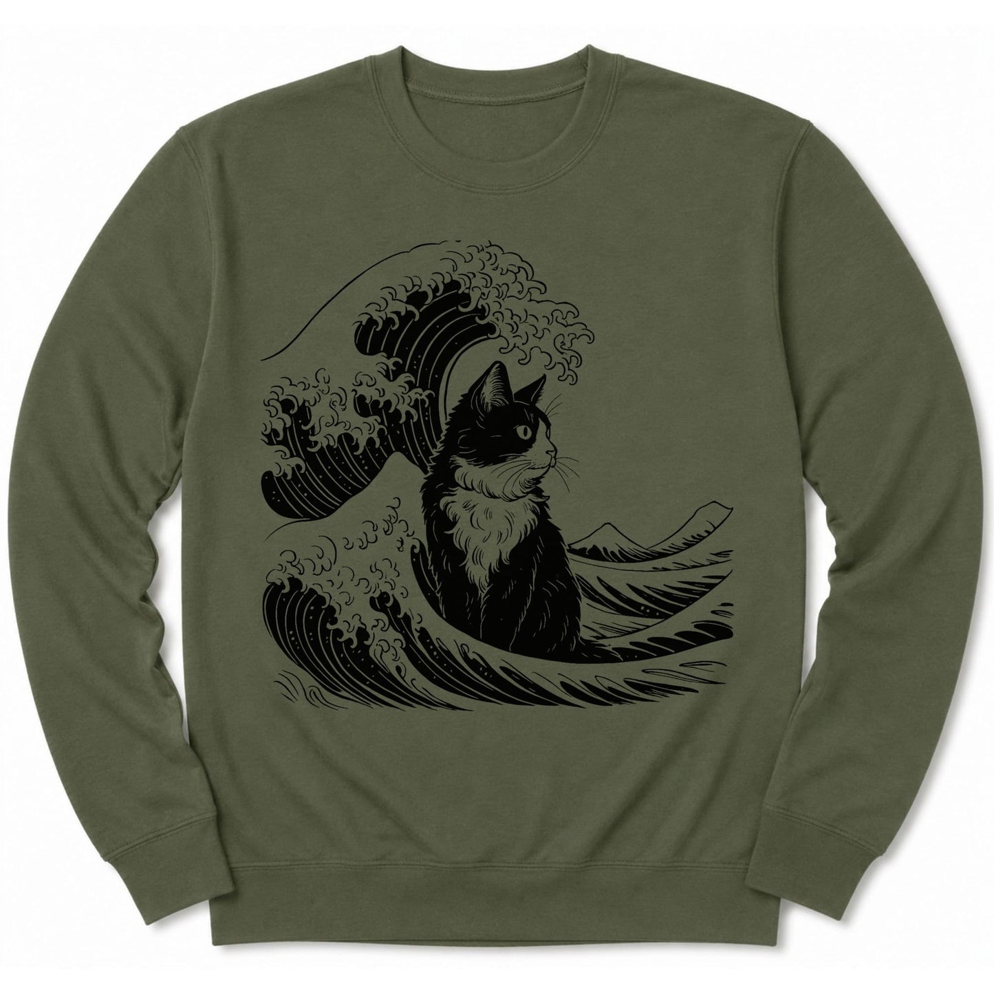 The Great Cat Wave Sweatshirt Military Green / S 51542252848388400229 Sweatshirt