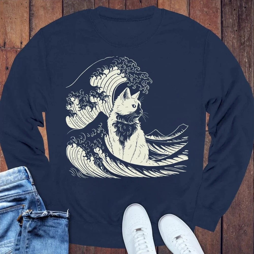 The Great Cat Wave Sweatshirt S / Navy 26924696459531772468 Sweatshirt