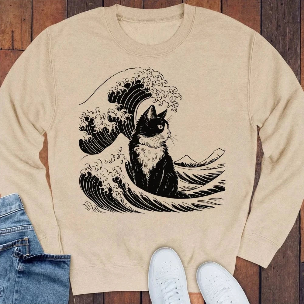 The Great Cat Wave Sweatshirt S / Sand 22365052890472404383 Sweatshirt