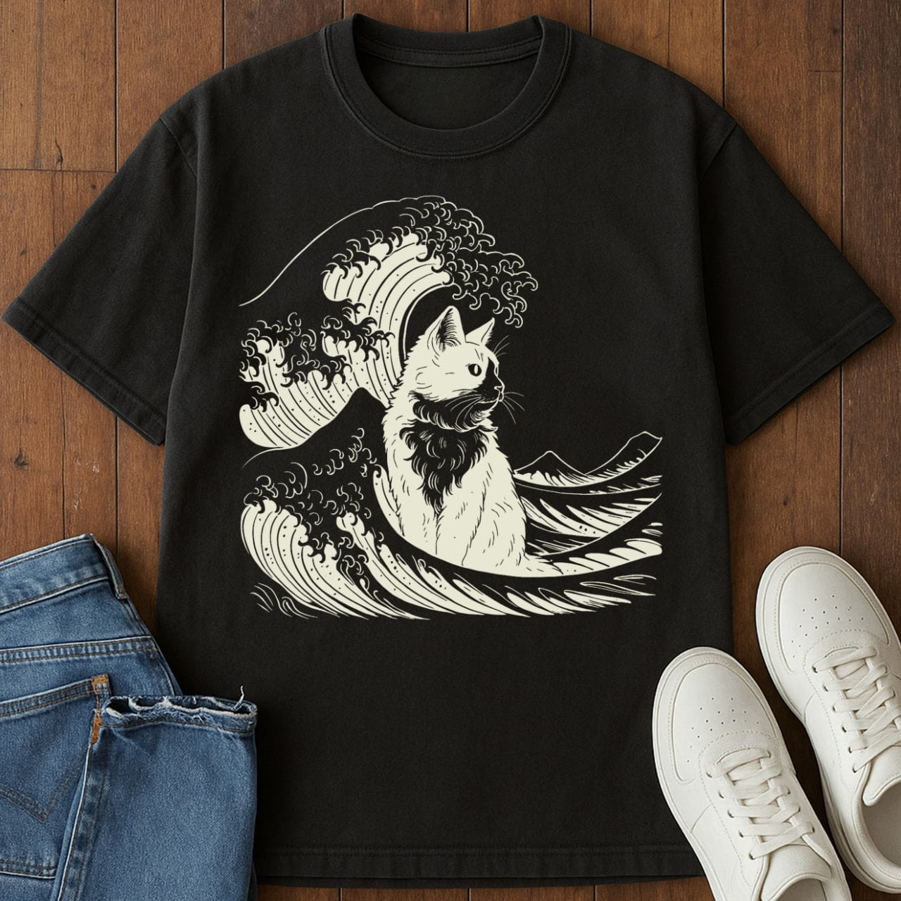 The Great Cat Wave T-Shirt  – Softest Cat Tee on Earth Black / S 48454799796209986324 T-Shirt