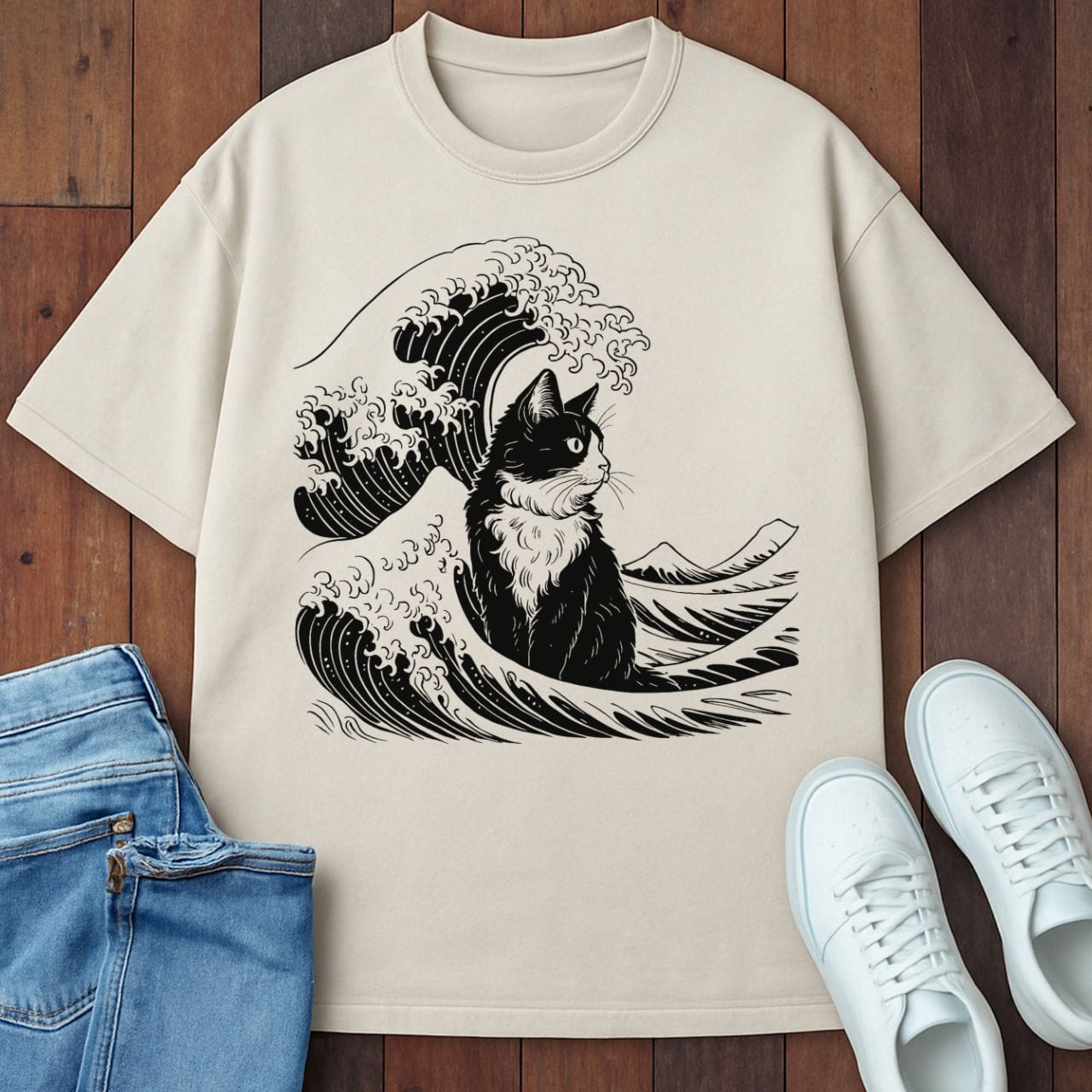 The Great Cat Wave T-Shirt  – Softest Cat Tee on Earth Ivory / S 30214650218503052681 T-Shirt