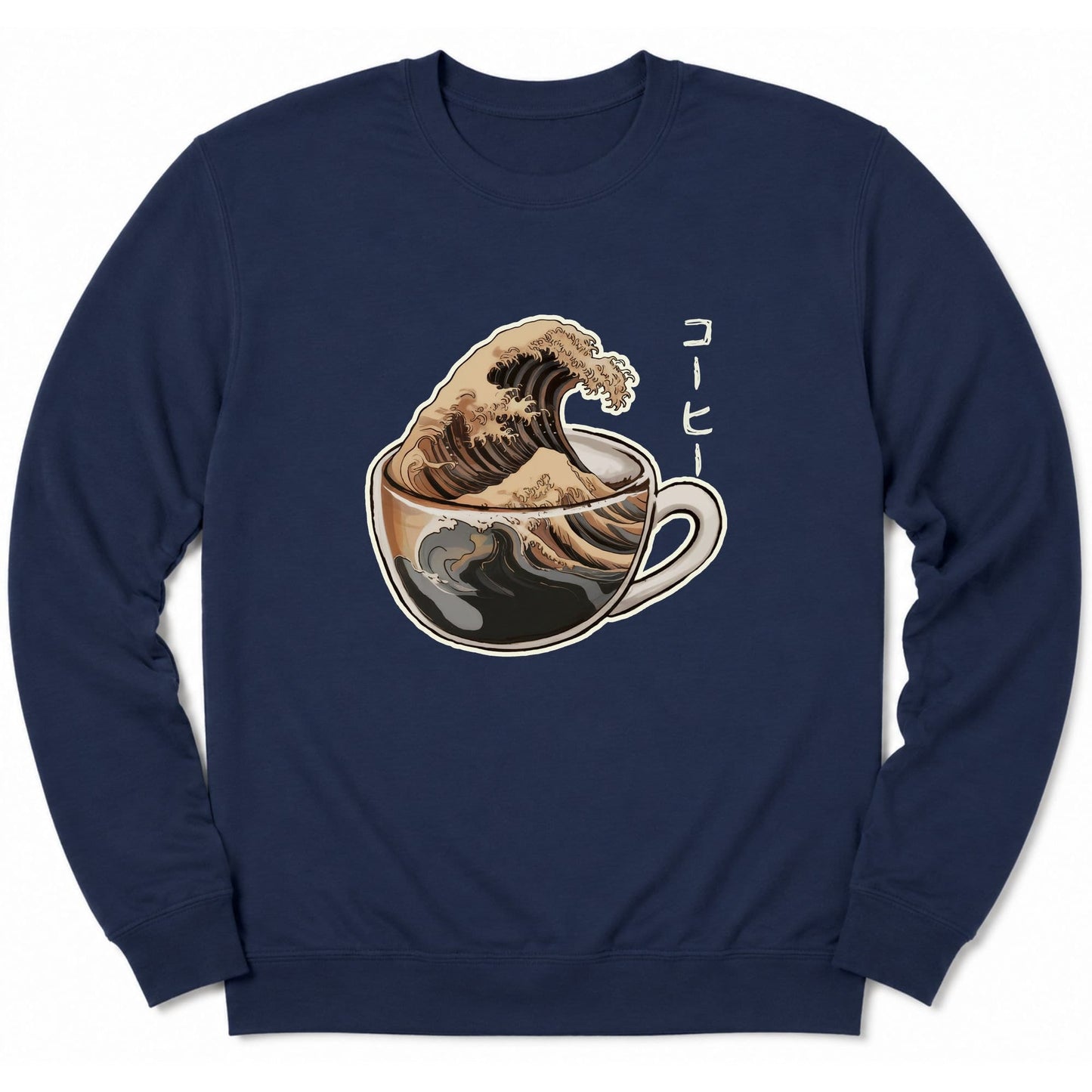 The Great Wave Of Coffee Sweatshirt S / Navy 17388767250445189601 Sweatshirt