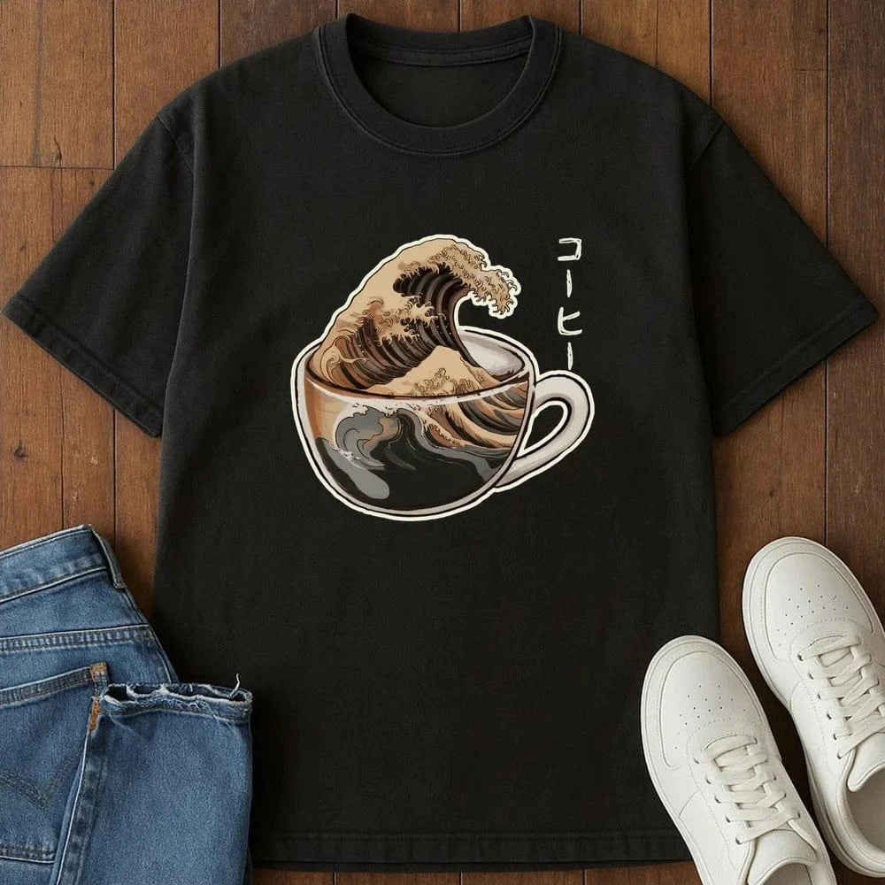 The Great Wave Of Coffee T-Shirt Black / S 18073932308742437232 T-Shirt
