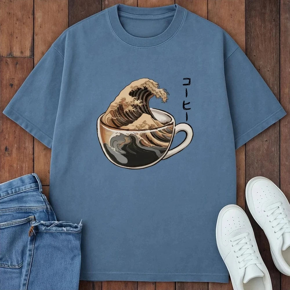The Great Wave Of Coffee T-Shirt Blue Jean / S 18636765930730794974 T-Shirt