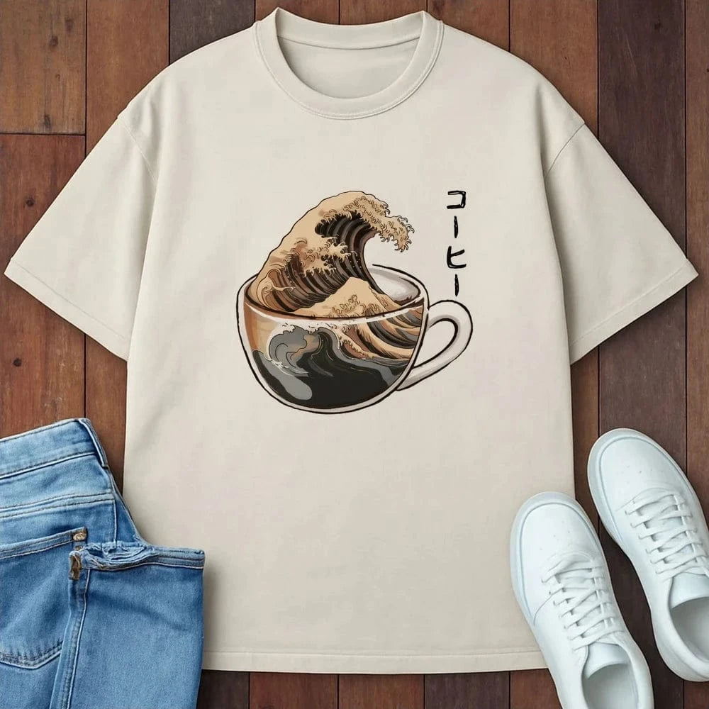 The Great Wave Of Coffee T-Shirt Ivory / S 25563264673867062343 T-Shirt