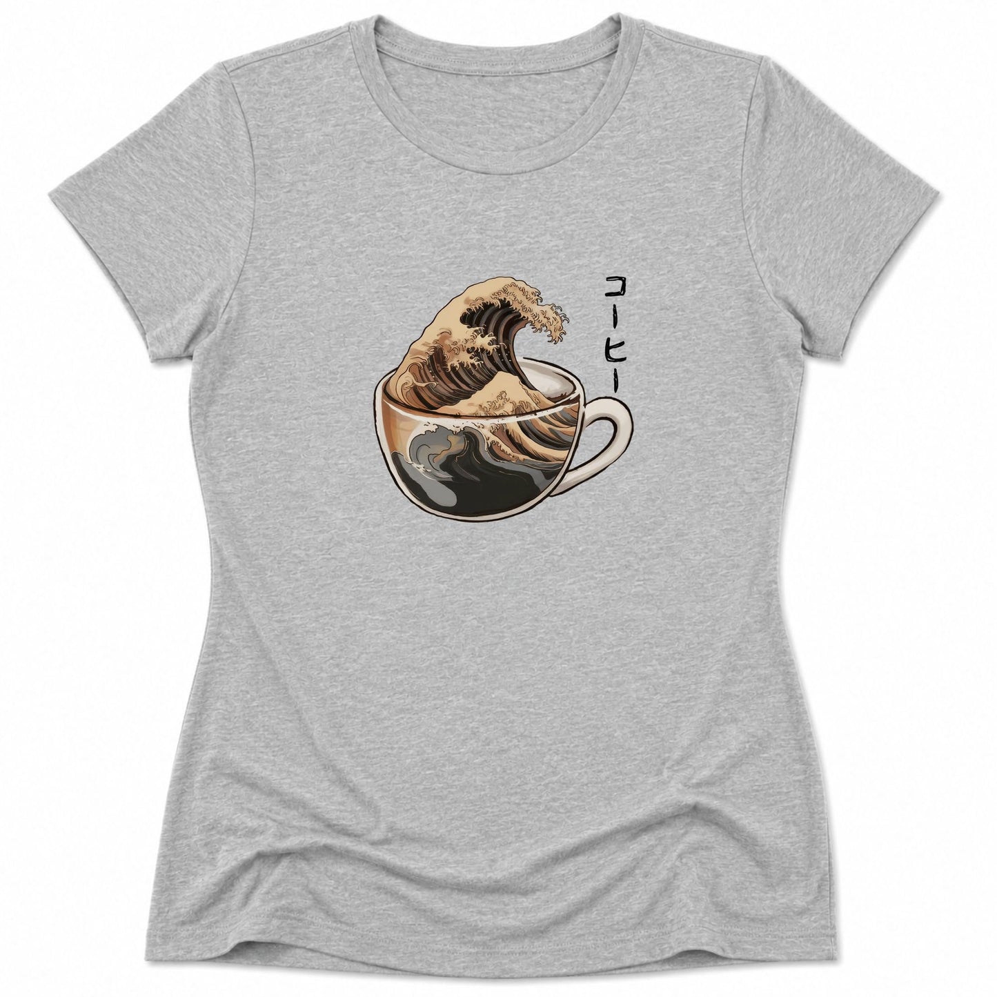 The Great Wave Of Coffee Womens Tee S / Athletic Heather 24692697213163988927 T-Shirt