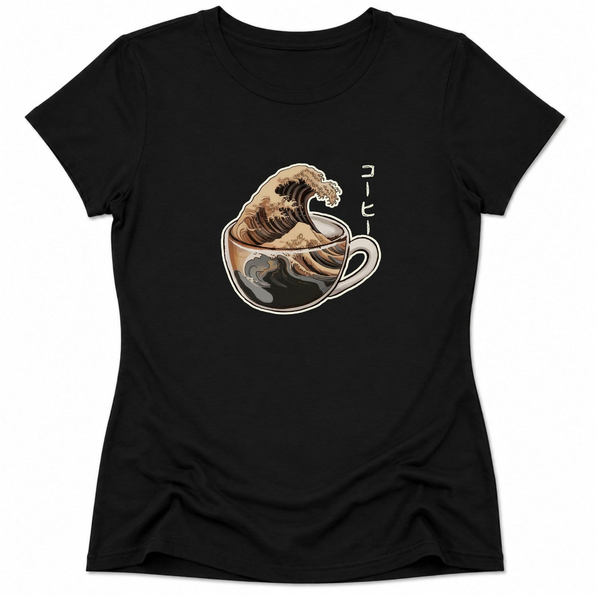 The Great Wave Of Coffee Womens Tee S / Black 15383788602128921389 T-Shirt