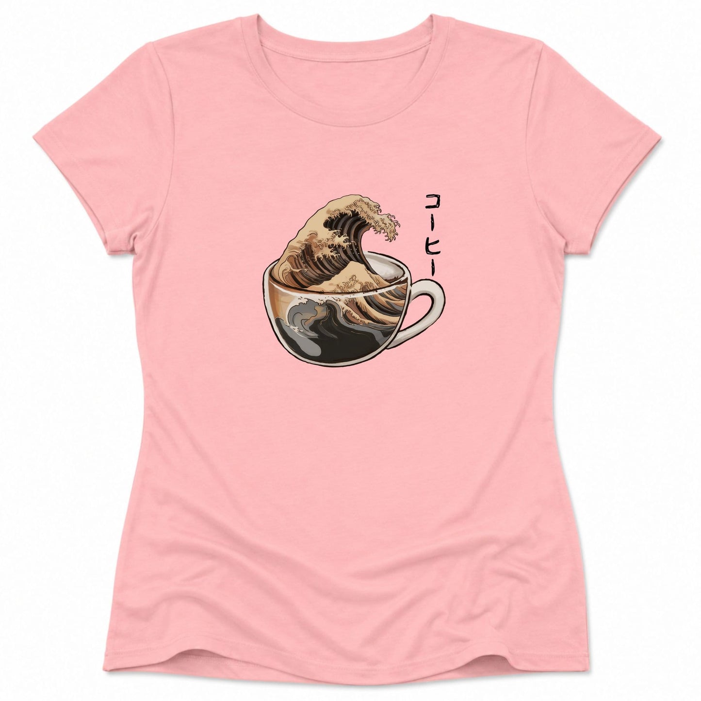 The Great Wave Of Coffee Womens Tee S / Pink 91252679206978381631 T-Shirt