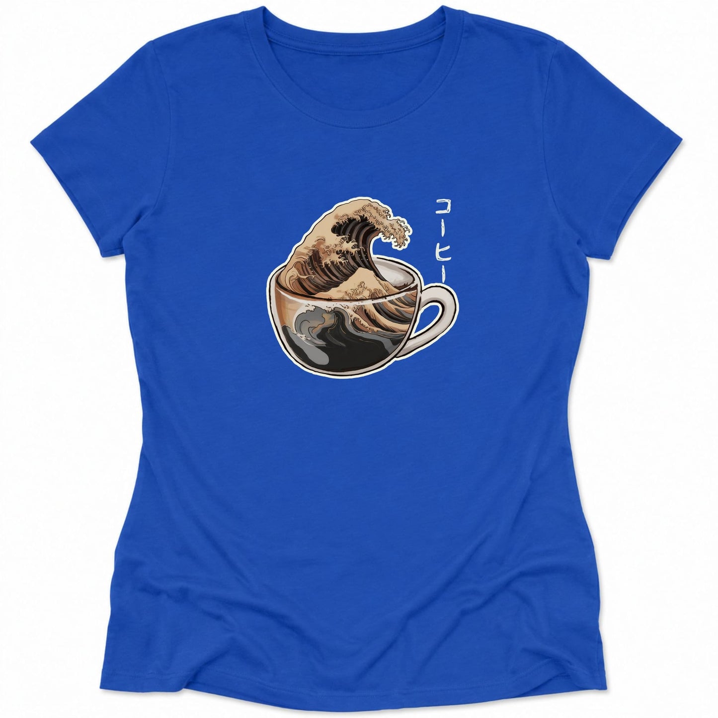 The Great Wave Of Coffee Womens Tee S / True Royal 26949007435216433072 T-Shirt
