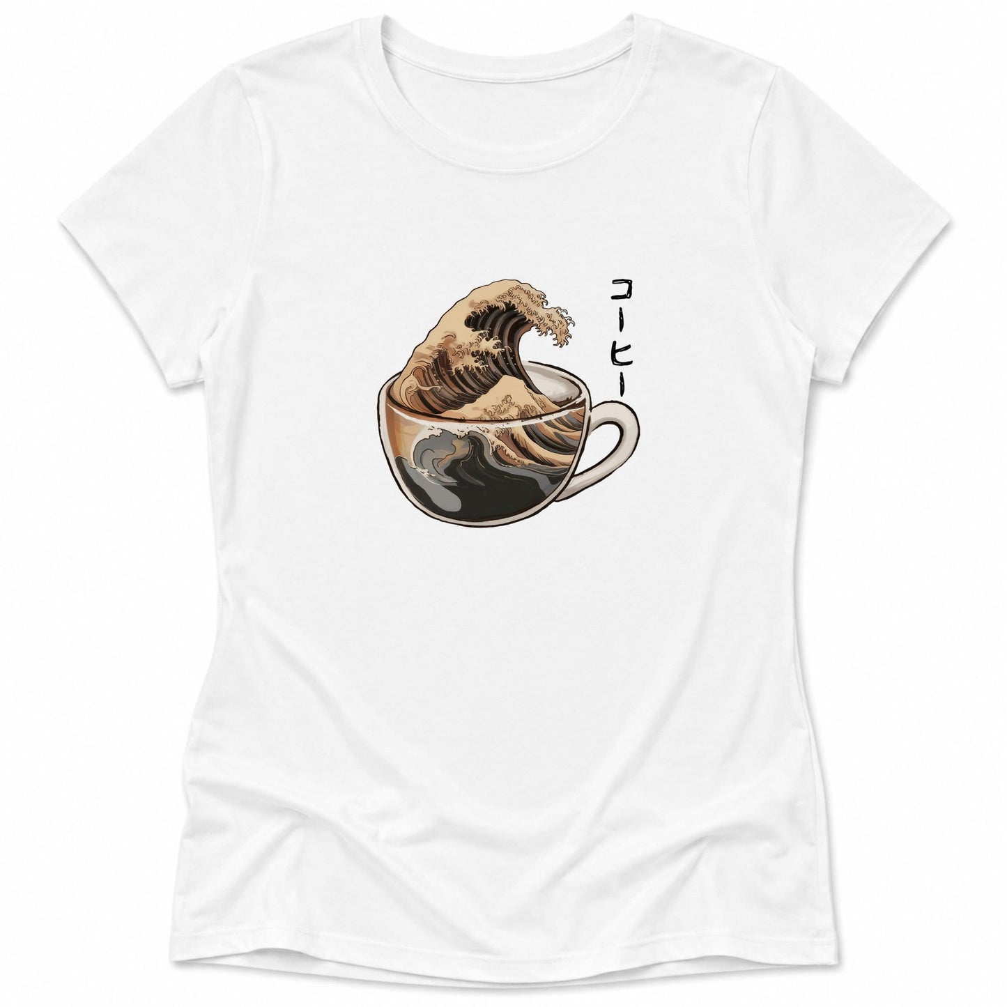 The Great Wave Of Coffee Womens Tee S / White 21050072096717806966 T-Shirt
