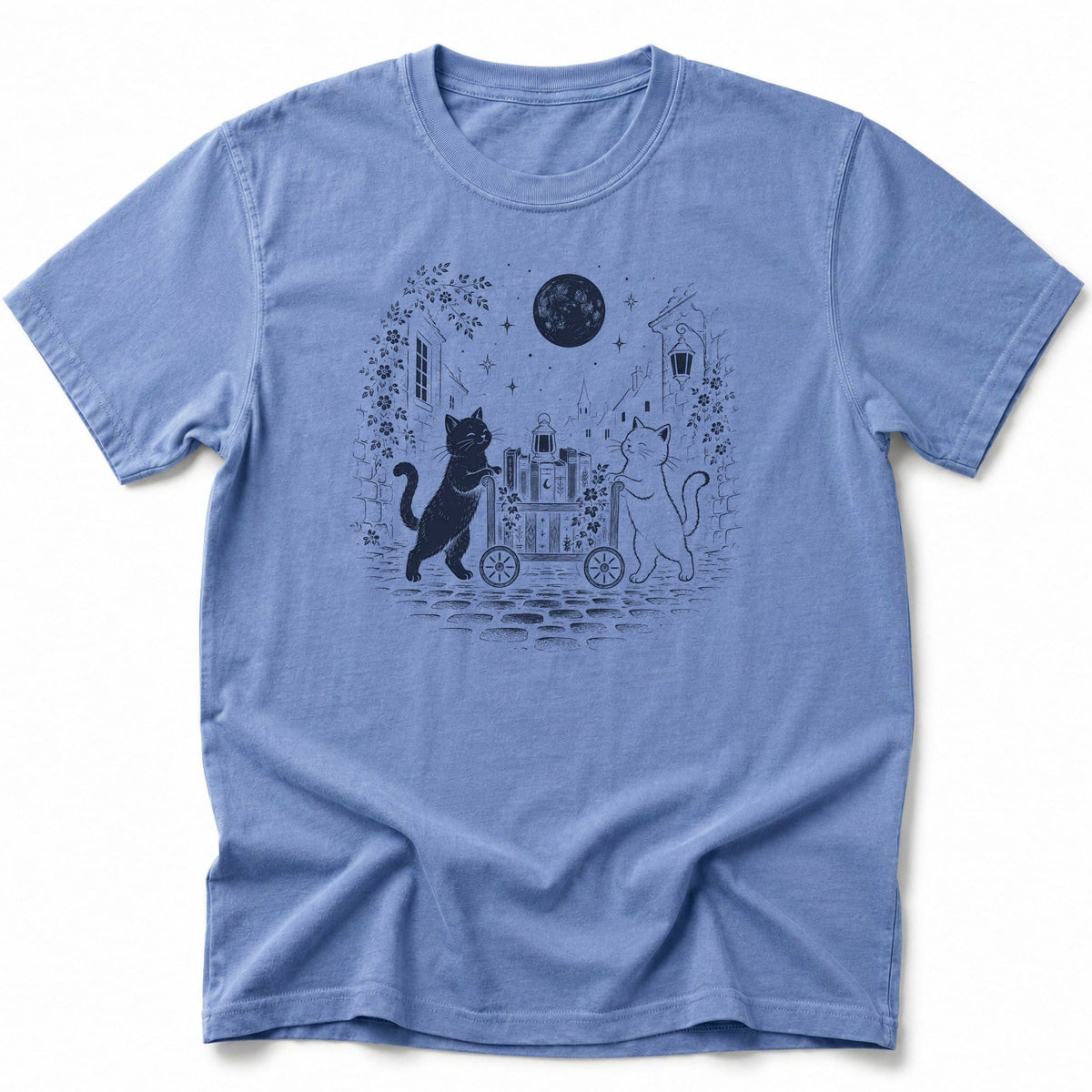 The Traveling Cat Library T-Shirt Blue Jean / S 18854417708560623438 T-Shirt