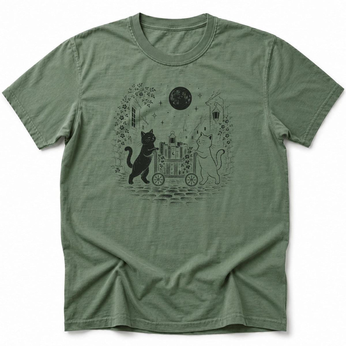 The Traveling Cat Library T-Shirt Moss / S 25117693655977696232 T-Shirt