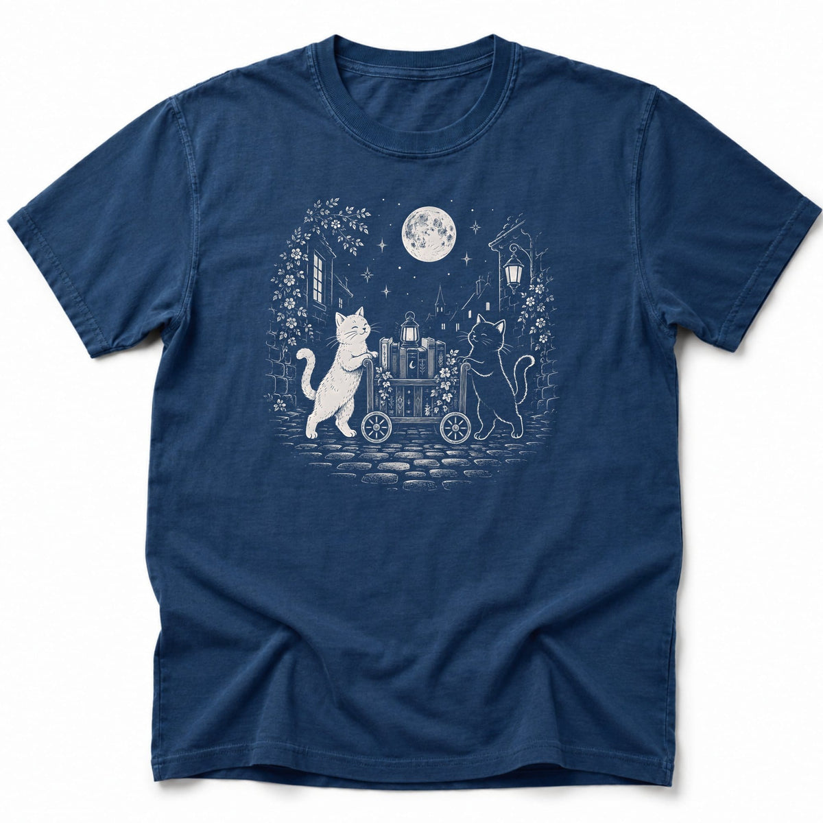 The Traveling Cat Library T-Shirt Navy / S 26368064414437775452 T-Shirt