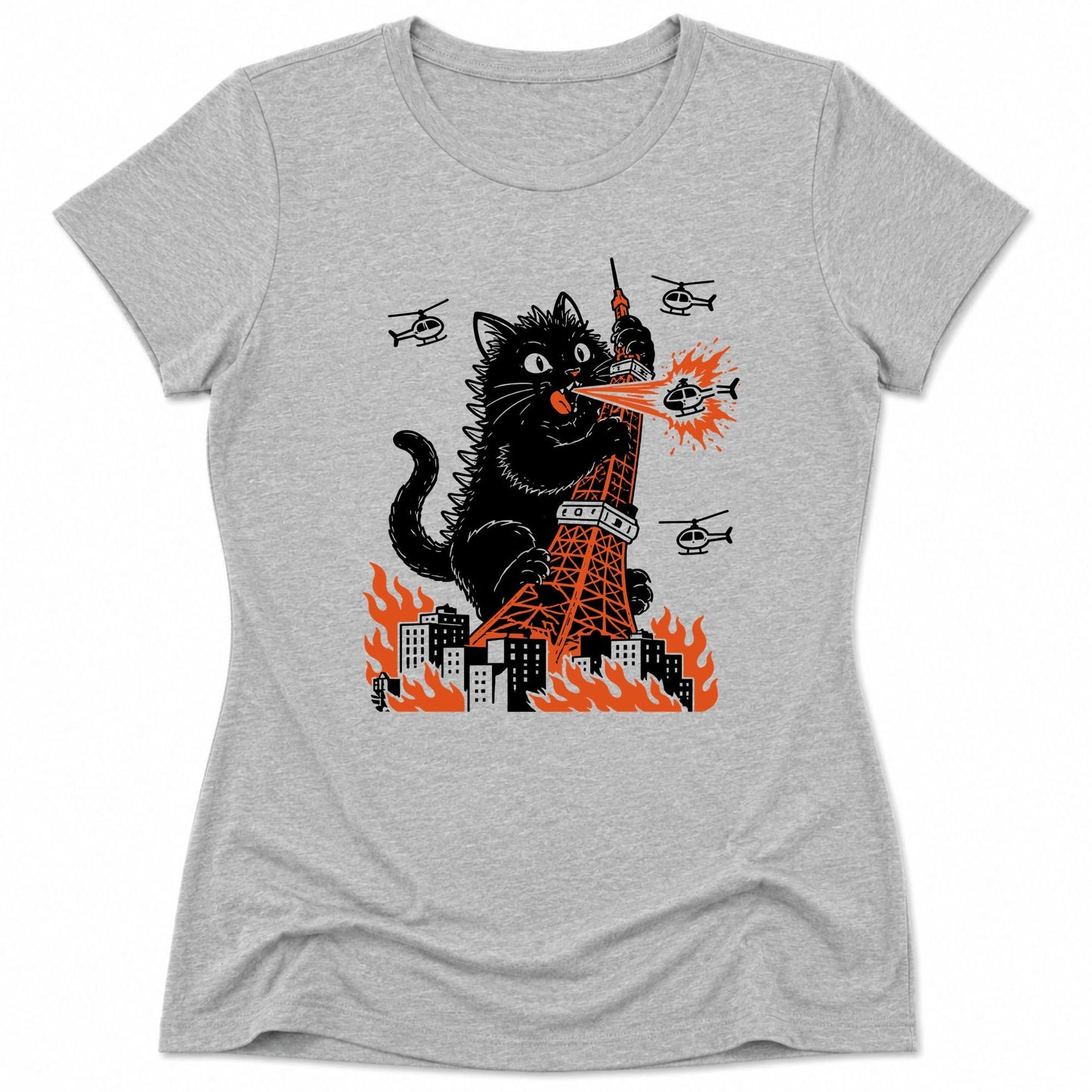 Tokyo Tower Hazard Womens Tee Athletic Heather / S 64507879829093031871 T-Shirt