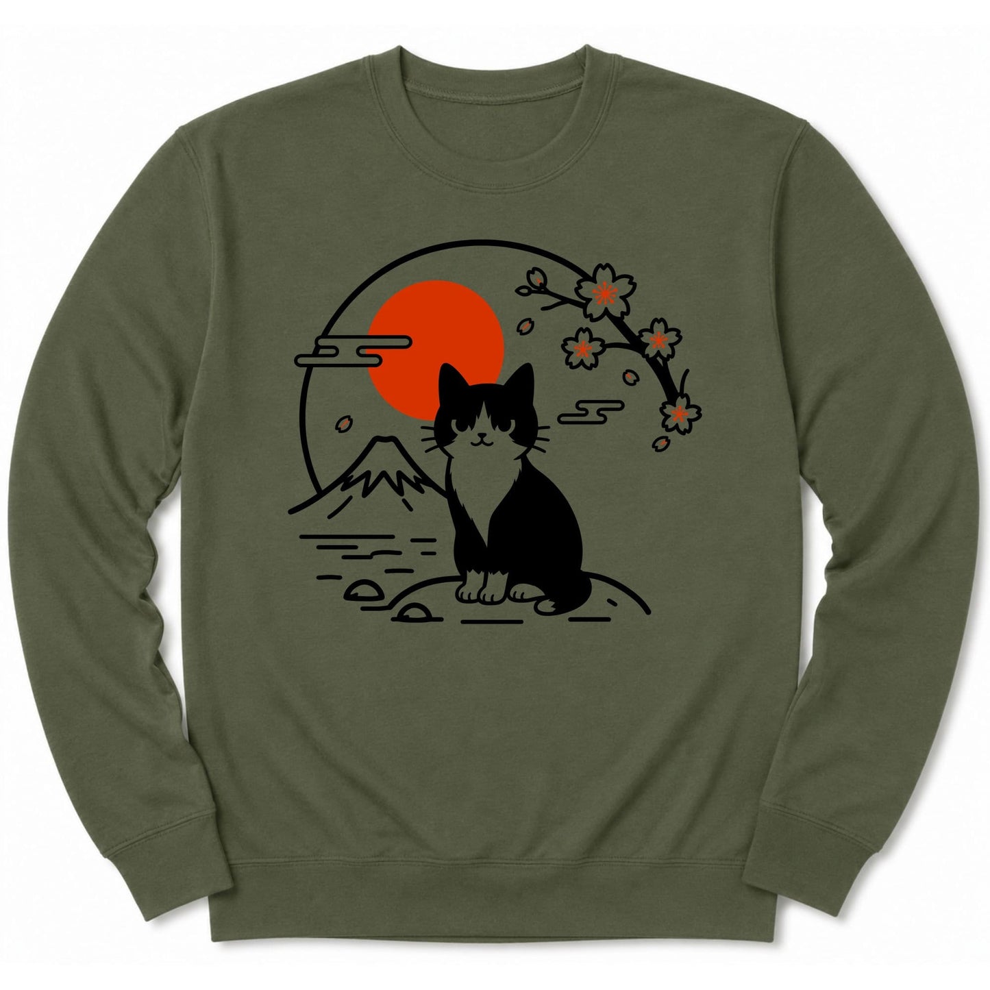 Tux Cat Sweatshirt S / Military Green 21989429821110901810 Sweatshirt