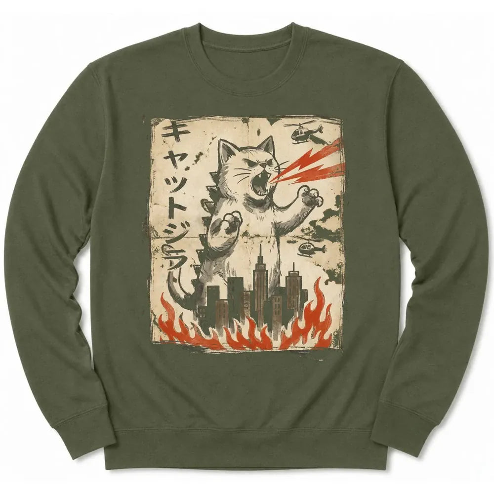 Vintage Kyattojira Sweatshirt Military Green / S 79555585649770836992 Sweatshirt