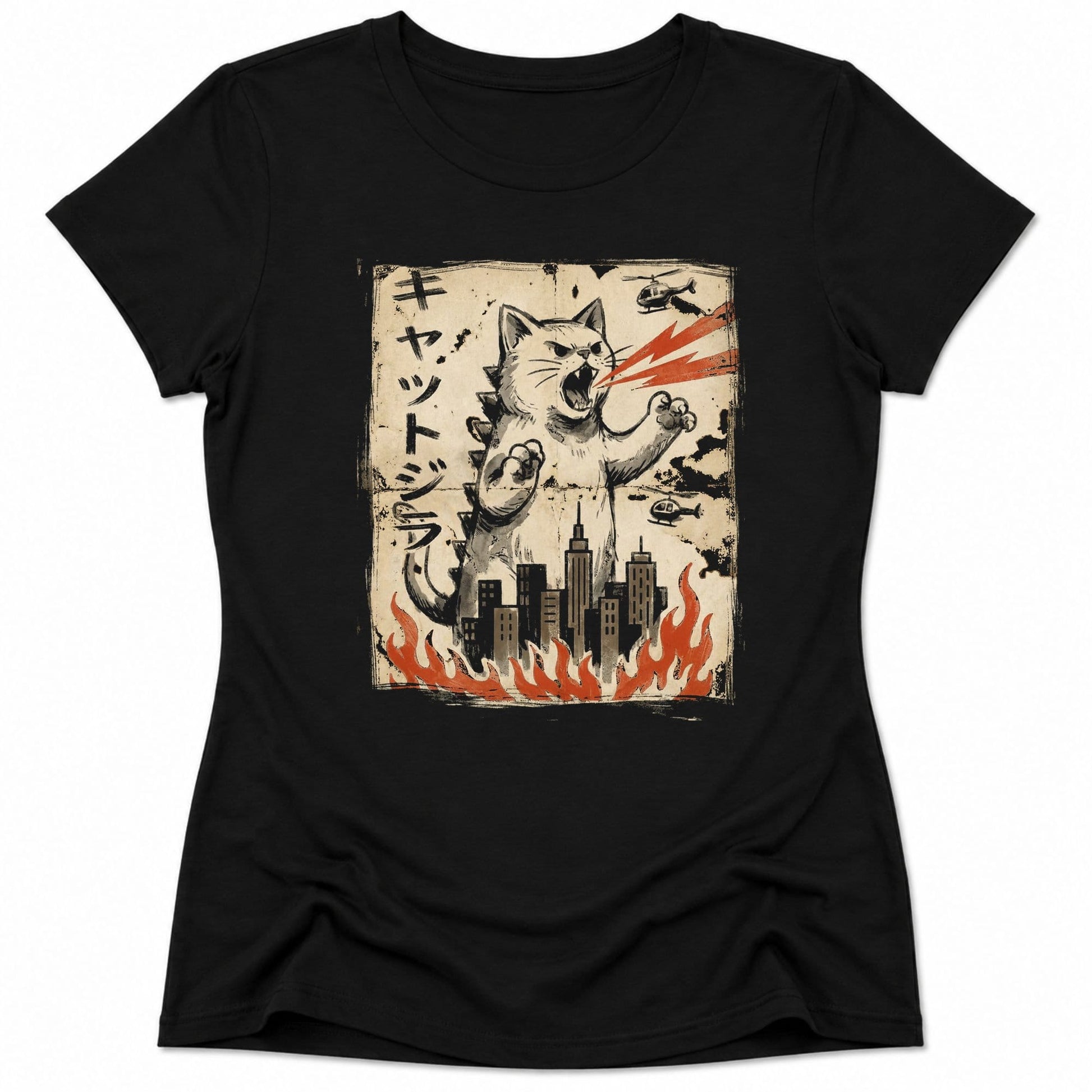 Vintage Kyattojira Womens Tee Black / S 65100381412332950076 T-Shirt