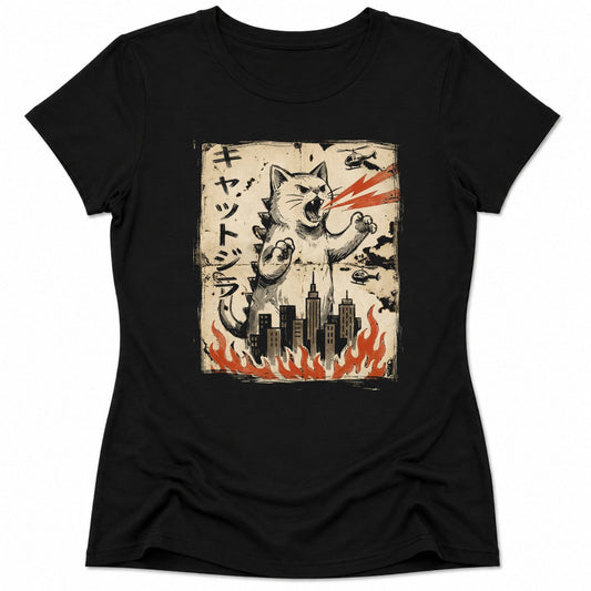 Vintage Kyattojira Womens Tee Black / S 65100381412332950076 T-Shirt