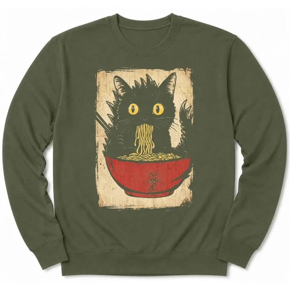 Vintage Kyattojiras Fav Ramen Sweatshirt Military Green / S 30309804258295547587 Sweatshirt