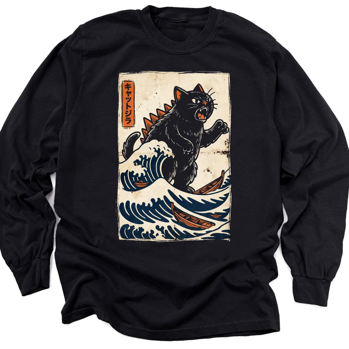 Vintage Wave Of Kyattojira Long Sleeve Black / M 76376266127166054372 Long-sleeve