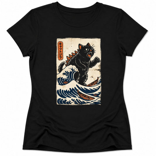 Vintage Wave of Kyattojira Womens Tee Black / S 24565460942452976733 T-Shirt