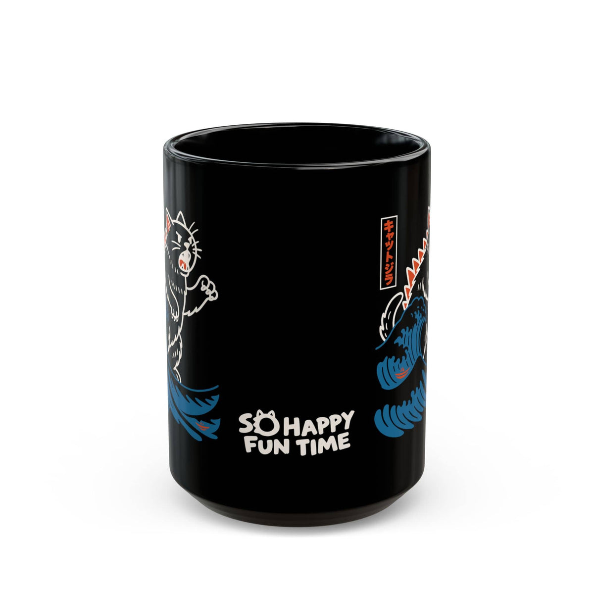 Wave of Kyattojira Black Mug (15oz) 15oz 10599714518545184168 Mug