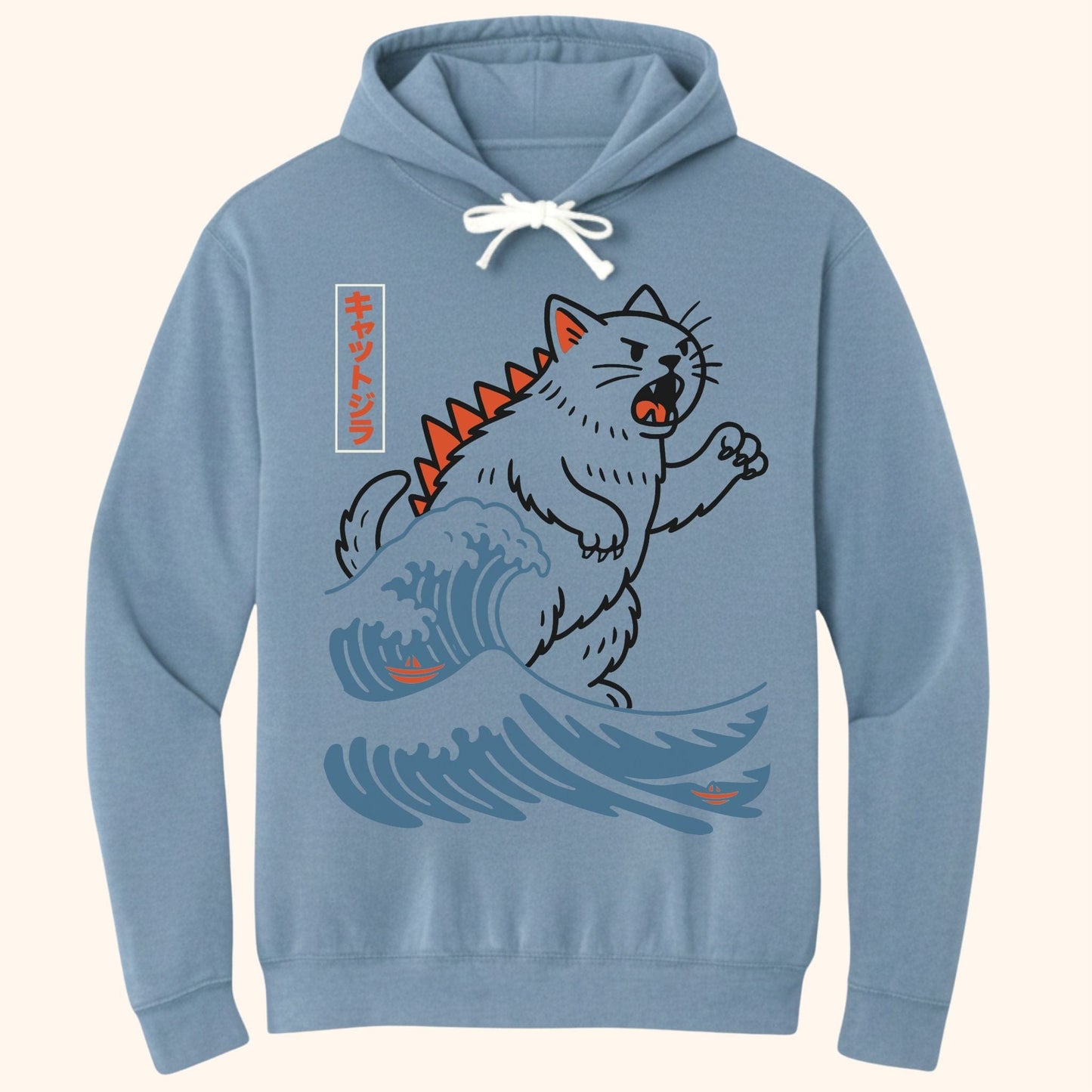 Wave Of Kyattojira Hoodie Blue Jean / S 19214316521939079372 Hoodie