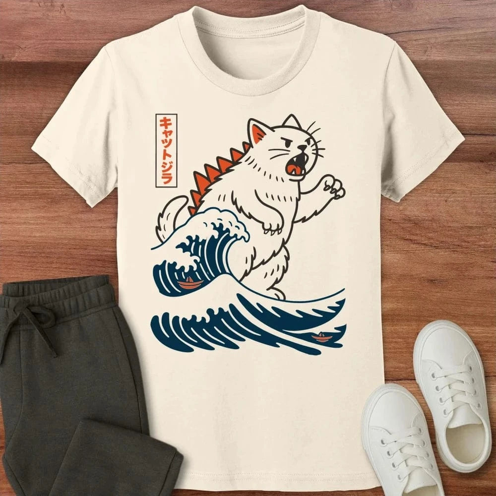 Wave Of Kyattojira Kids T-Shirt Natural / S 69486585991278395106 Kids clothes