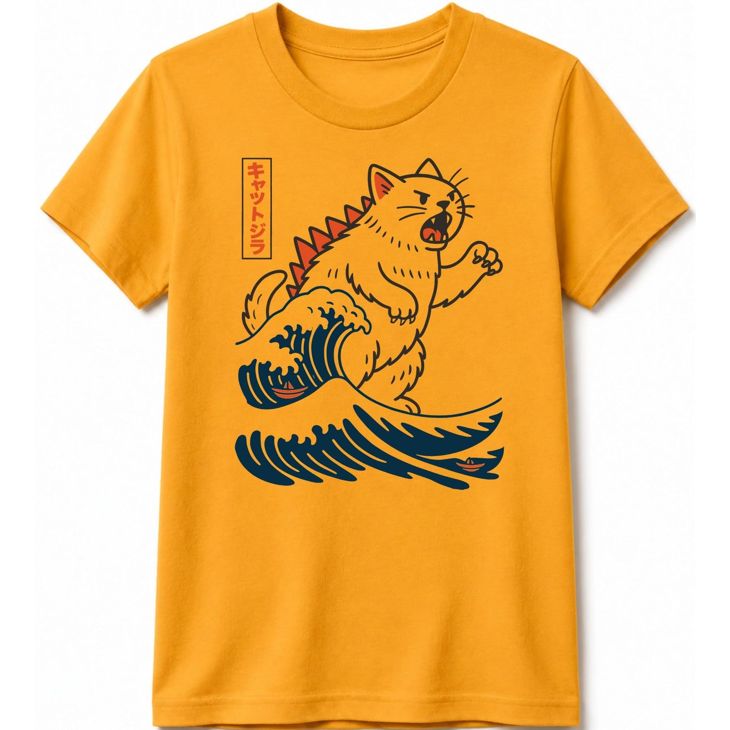 Wave Of Kyattojira Kids Tee Gold / S 20636392781527420926 Kids clothes