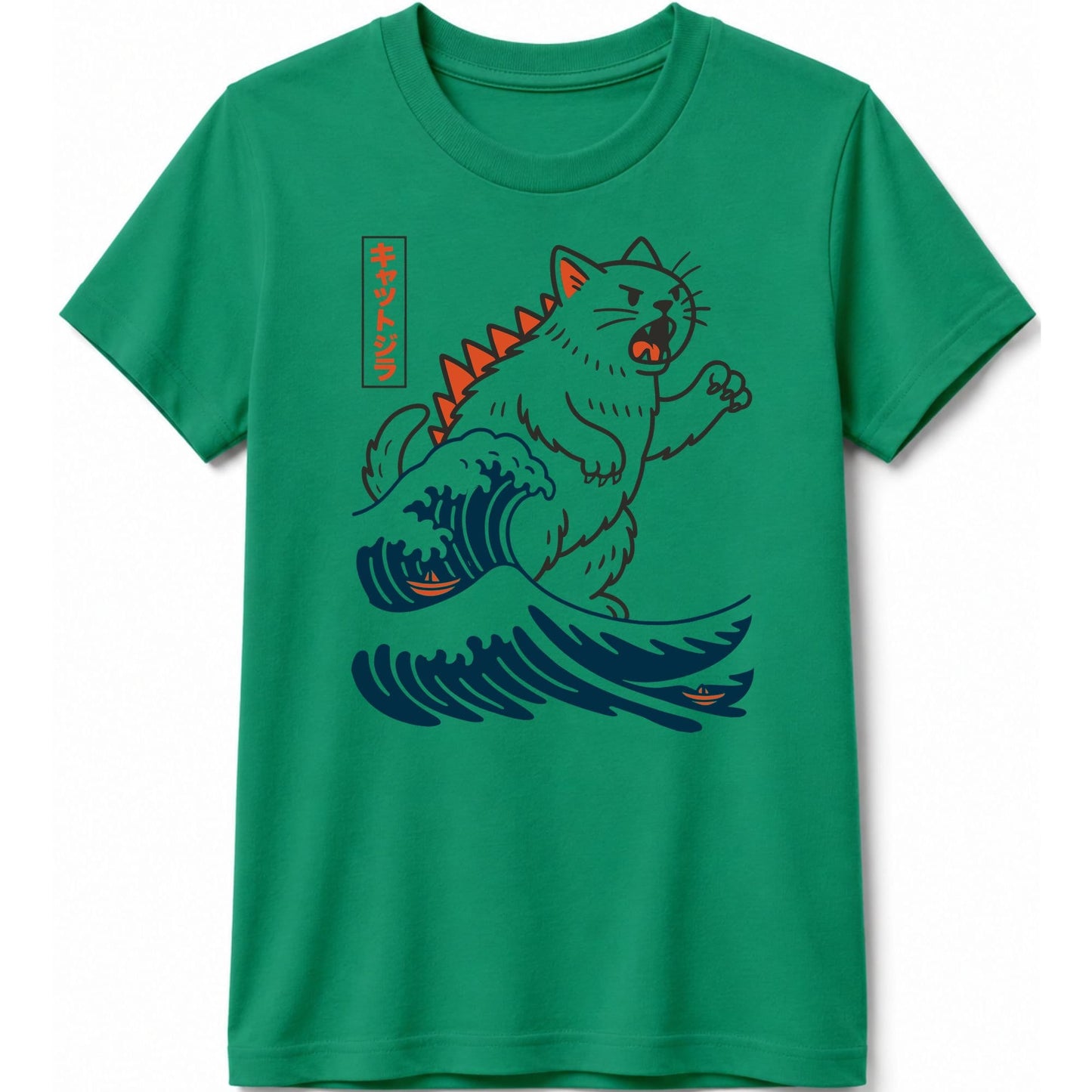 Wave Of Kyattojira Kids Tee Kelly / S 16116365420923853518 Kids clothes