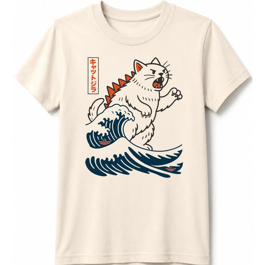 Wave Of Kyattojira Kids Tee Natural / S 69486585991278395106 Kids clothes