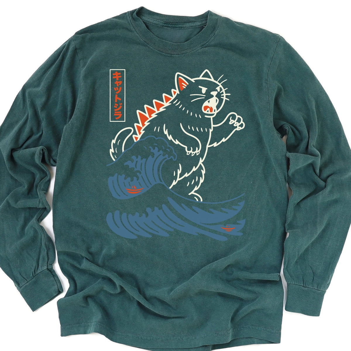 Wave Of Kyattojira Long Sleeve Blue Spruce / M 51819410267348851721 Long-sleeve