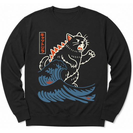 Wave Of Kyattojira Sweatshirt Black / S 53982204343399934404 Sweatshirt