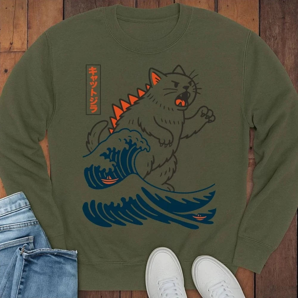 Wave Of Kyattojira Sweatshirt Military Green / S 43161452143498486587 Sweatshirt