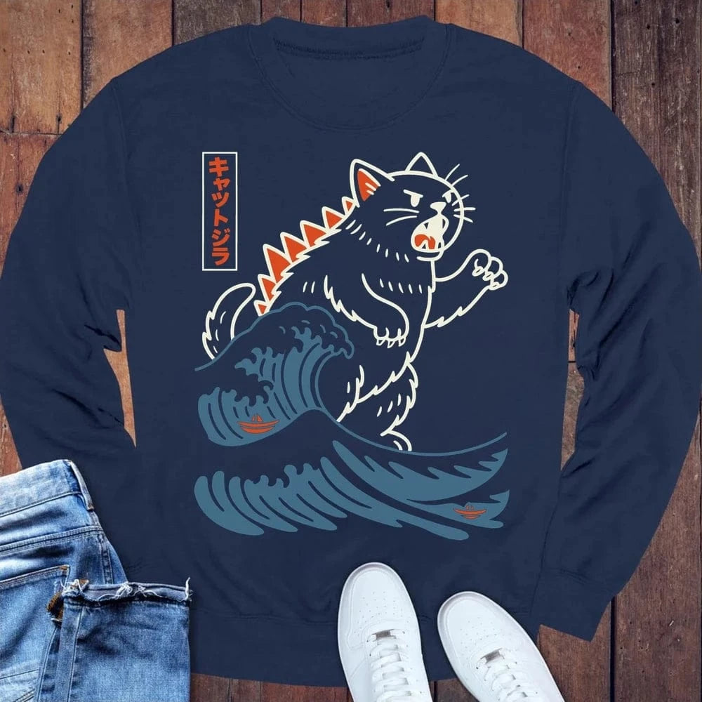 Wave Of Kyattojira Sweatshirt Navy / S 28138981725438571365 Sweatshirt