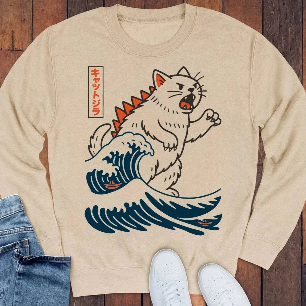 Wave Of Kyattojira Sweatshirt Sand / S 23184532485152275362 Sweatshirt
