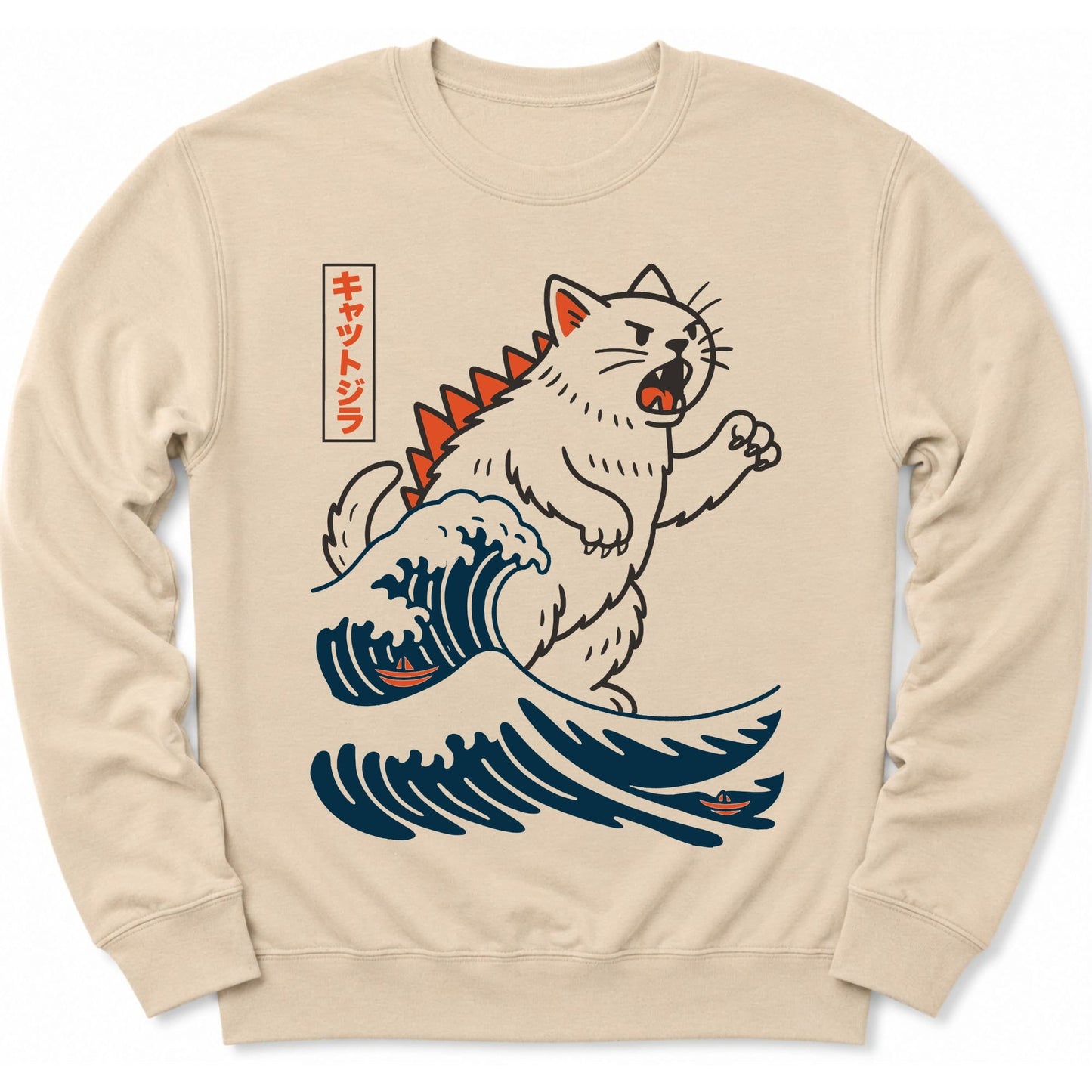 Wave Of Kyattojira Sweatshirt Sand / S 23184532485152275362 Sweatshirt