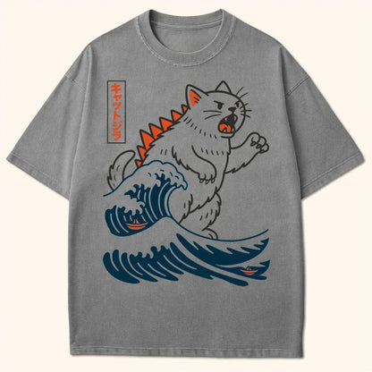 Wave Of Kyattojira T-Shirt Grey / S 33298202992605200473 T-Shirt