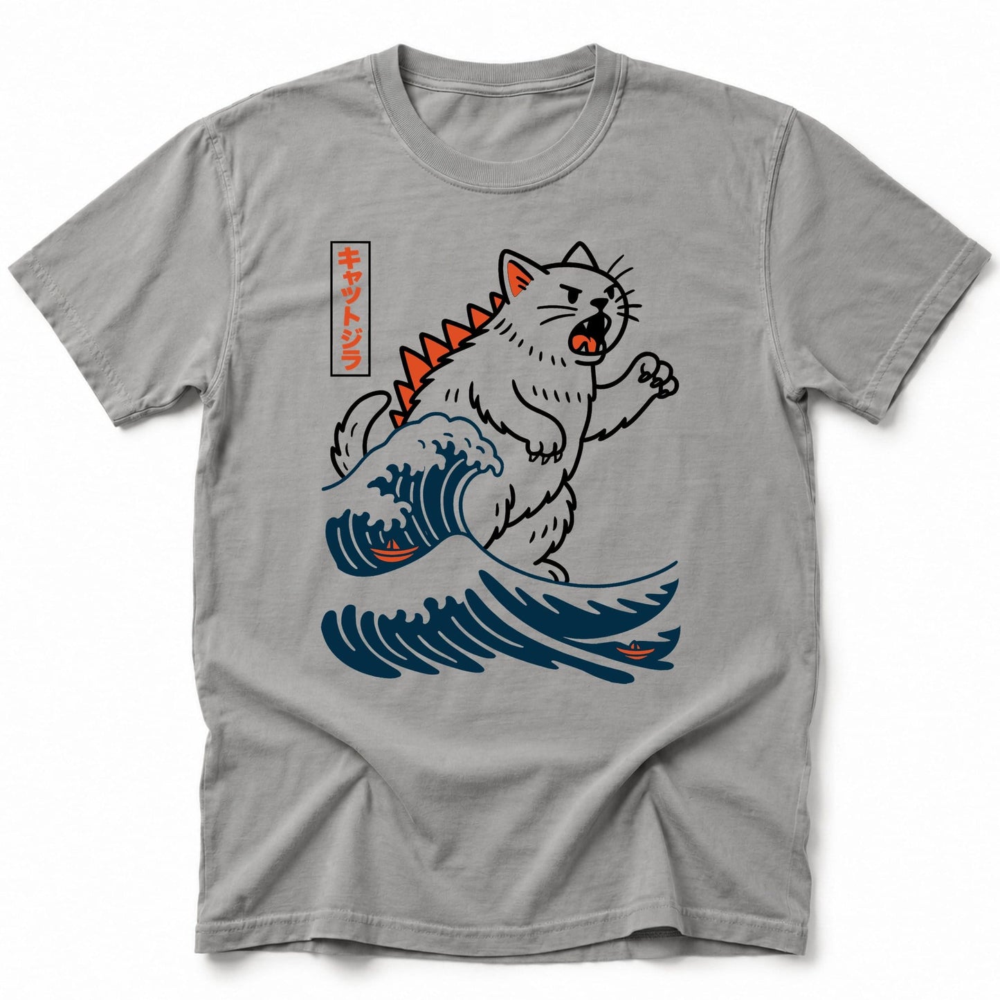 Wave Of Kyattojira T-Shirt Grey / S 33298202992605200473 T-Shirt