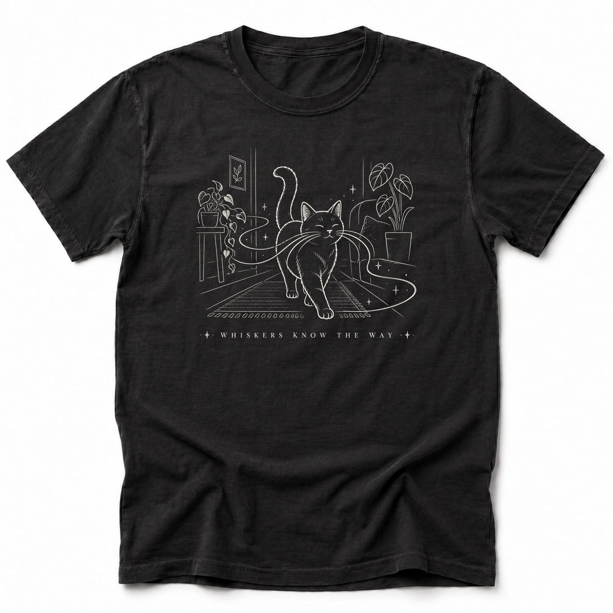 Whiskers Know the Way T-Shirt Black / S 10216144252239460332 T-Shirt
